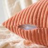 MIULEE Pack of 2 Burnt Orange Pillow Covers 18×18 Inch Soft Boho Striped Corduroy Throw Pillow Covers Set Decorative Square Cushion Cases Pillowcases for Sofa Bedroom Couch(Coral Red)