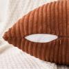 MIULEE Pack of 2 Burnt Orange Pillow Covers 18×18 Inch Soft Boho Striped Corduroy Throw Pillow Covers Set Decorative Square Cushion Cases Pillowcases for Sofa Bedroom Couch(Dark Rust)