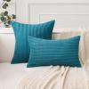 MIULEE Pack of 2 Burnt Orange Pillow Covers 18×18 Inch Soft Boho Striped Corduroy Throw Pillow Covers Set Decorative Square Cushion Cases Pillowcases for Sofa Bedroom Couch(Teal)