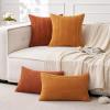 MIULEE Pack of 2 Burnt Orange Pillow Covers 18×18 Inch Soft Boho Striped Corduroy Throw Pillow Covers Set Decorative Square Cushion Cases Pillowcases for Sofa Bedroom Couch(Burnt Orange)