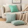 MIULEE Pack of 2 Burnt Orange Pillow Covers 18×18 Inch Soft Boho Striped Corduroy Throw Pillow Covers Set Decorative Square Cushion Cases Pillowcases for Sofa Bedroom Couch(Greyish Green)