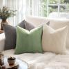 MIULEE Pack of 2 Burnt Orange Pillow Covers 18×18 Inch Soft Boho Striped Corduroy Throw Pillow Covers Set Decorative Square Cushion Cases Pillowcases for Sofa Bedroom Couch(Sage Green)