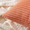 MIULEE Pack of 2 Burnt Orange Pillow Covers 18×18 Inch Soft Boho Striped Corduroy Throw Pillow Covers Set Decorative Square Cushion Cases Pillowcases for Sofa Bedroom Couch(Coral Red)