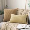 MIULEE Pack of 2 Burnt Orange Pillow Covers 18×18 Inch Soft Boho Striped Corduroy Throw Pillow Covers Set Decorative Square Cushion Cases Pillowcases for Sofa Bedroom Couch(Khaki)