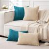 MIULEE Pack of 2 Burnt Orange Pillow Covers 18×18 Inch Soft Boho Striped Corduroy Throw Pillow Covers Set Decorative Square Cushion Cases Pillowcases for Sofa Bedroom Couch(Teal)