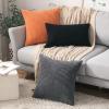 MIULEE Pack of 2 Burnt Orange Pillow Covers 18×18 Inch Soft Boho Striped Corduroy Throw Pillow Covers Set Decorative Square Cushion Cases Pillowcases for Sofa Bedroom Couch(Grey)