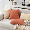 MIULEE Pack of 2 Burnt Orange Pillow Covers 18×18 Inch Soft Boho Striped Corduroy Throw Pillow Covers Set Decorative Square Cushion Cases Pillowcases for Sofa Bedroom Couch(Coral Red)