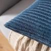 MIULEE Pack of 2 Burnt Orange Pillow Covers 18×18 Inch Soft Boho Striped Corduroy Throw Pillow Covers Set Decorative Square Cushion Cases Pillowcases for Sofa Bedroom Couch(Navy Blue)