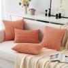 MIULEE Pack of 2 Burnt Orange Pillow Covers 18×18 Inch Soft Boho Striped Corduroy Throw Pillow Covers Set Decorative Square Cushion Cases Pillowcases for Sofa Bedroom Couch(Coral Red)