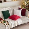 MIULEE Pack of 2 Burnt Orange Pillow Covers 18×18 Inch Soft Boho Striped Corduroy Throw Pillow Covers Set Decorative Square Cushion Cases Pillowcases for Sofa Bedroom Couch(Pure White)