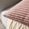 MIULEE Pack of 2 Burnt Orange Pillow Covers 18×18 Inch Soft Boho Striped Corduroy Throw Pillow Covers Set Decorative Square Cushion Cases Pillowcases for Sofa Bedroom Couch(Blush Pink)