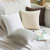 MIULEE Pack of 2 Burnt Orange Pillow Covers 18×18 Inch Soft Boho Striped Corduroy Throw Pillow Covers Set Decorative Square Cushion Cases Pillowcases for Sofa Bedroom Couch(Silver Grey)