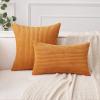 MIULEE Pack of 2 Burnt Orange Pillow Covers 18×18 Inch Soft Boho Striped Corduroy Throw Pillow Covers Set Decorative Square Cushion Cases Pillowcases for Sofa Bedroom Couch(Burnt Orange)