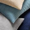 MIULEE Pack of 2 Burnt Orange Pillow Covers 18×18 Inch Soft Boho Striped Corduroy Throw Pillow Covers Set Decorative Square Cushion Cases Pillowcases for Sofa Bedroom Couch(Smoky Blue)