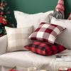 MIULEE Pack of 2 Christmas Classic Farmhouse Buffalo Check Plaids Polyester Linen Soft Soild Decorative Porch Throw Pillow Covers Home Decor Cushion Case for Sofa Bedroom 18×18 Inch, Black and Red(Black and Red)