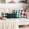 MIULEE Pack of 2 Christmas Classic Farmhouse Buffalo Check Plaids Polyester Linen Soft Soild Decorative Porch Throw Pillow Covers Home Decor Cushion Case for Sofa Bedroom 18×18 Inch, Black and Red(White and Green)
