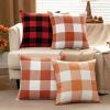 MIULEE Pack of 2 Christmas Classic Farmhouse Buffalo Check Plaids Polyester Linen Soft Soild Decorative Porch Throw Pillow Covers Home Decor Cushion Case for Sofa Bedroom 18×18 Inch, Black and Red(Burnt Orange)