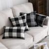 MIULEE Pack of 2 Christmas Classic Farmhouse Buffalo Check Plaids Polyester Linen Soft Soild Decorative Porch Throw Pillow Covers Home Decor Cushion Case for Sofa Bedroom 18×18 Inch, Black and Red(Black and White)
