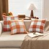 MIULEE Pack of 2 Christmas Classic Farmhouse Buffalo Check Plaids Polyester Linen Soft Soild Decorative Porch Throw Pillow Covers Home Decor Cushion Case for Sofa Bedroom 18×18 Inch, Black and Red(Burnt Orange)