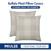 MIULEE Pack of 2 Christmas Classic Farmhouse Buffalo Check Plaids Polyester Linen Soft Soild Decorative Porch Throw Pillow Covers Home Decor Cushion Case for Sofa Bedroom 18×18 Inch, Black and Red(Cream White and White)
