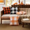 MIULEE Pack of 2 Christmas Classic Farmhouse Buffalo Check Plaids Polyester Linen Soft Soild Decorative Porch Throw Pillow Covers Home Decor Cushion Case for Sofa Bedroom 18×18 Inch, Black and Red(Orange and White)