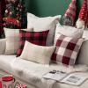 MIULEE Pack of 2 Christmas Classic Farmhouse Buffalo Check Plaids Polyester Linen Soft Soild Decorative Porch Throw Pillow Covers Home Decor Cushion Case for Sofa Bedroom 18×18 Inch, Black and Red(White and Red)