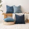 MIULEE Pack of 2 Christmas Couch Throw Pillow Covers 18×18 Inch Neutral Beige Modern Boho Accent Decorative Pillow Covers Soft Chenille Farmhouse Cushion Covers for Home Decor Bed Sofa Living Room(Smoke Blue)