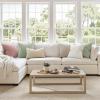 MIULEE Pack of 2 Christmas Couch Throw Pillow Covers 18×18 Inch Neutral Beige Modern Boho Accent Decorative Pillow Covers Soft Chenille Farmhouse Cushion Covers for Home Decor Bed Sofa Living Room(Pink)