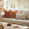 MIULEE Pack of 2 Christmas Couch Throw Pillow Covers 18×18 Inch Neutral Beige Modern Boho Accent Decorative Pillow Covers Soft Chenille Farmhouse Cushion Covers for Home Decor Bed Sofa Living Room(Orange)