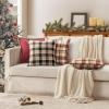 MIULEE Pack of 2 Christmas Decorative Pillow Covers Check Buffalo Plaids Pillowcase Tartan Linen Rustic Farmhouse Square for Bench Sofa Couch Car Bedroom Red and Tan 18×18 inch(Coffee and Brown)