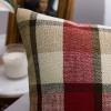 MIULEE Pack of 2 Christmas Decorative Pillow Covers Check Buffalo Plaids Pillowcase Tartan Linen Rustic Farmhouse Square for Bench Sofa Couch Car Bedroom Red and Tan 18×18 inch(Red and Tan)