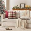 MIULEE Pack of 2 Christmas Decorative Pillow Covers Check Buffalo Plaids Pillowcase Tartan Linen Rustic Farmhouse Square for Bench Sofa Couch Car Bedroom Red and Tan 18×18 inch(Red and Tan)