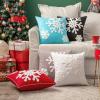 MIULEE Pack of 2 Christmas Decorative Snowflake Throw Pillow Covers Canvas Embroidery Winter Cushion Cases Holiday Decor Soft Pillowcases for Winter Couch Sofa Bedroom Car（Red, 18x18in）(Black)