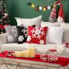 MIULEE Pack of 2 Christmas Decorative Snowflake Throw Pillow Covers Canvas Embroidery Winter Cushion Cases Holiday Decor Soft Pillowcases for Winter Couch Sofa Bedroom Car（Red, 18x18in）(Red)