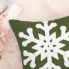 MIULEE Pack of 2 Christmas Decorative Snowflake Throw Pillow Covers Canvas Embroidery Winter Cushion Cases Holiday Decor Soft Pillowcases for Winter Couch Sofa Bedroom Car（Red, 18x18in）(Army Green)