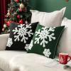 MIULEE Pack of 2 Christmas Decorative Snowflake Throw Pillow Covers Canvas Embroidery Winter Cushion Cases Holiday Decor Soft Pillowcases for Winter Couch Sofa Bedroom Car（Red, 18x18in）(Dark Green)
