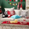 MIULEE Pack of 2 Christmas Decorative Snowflake Throw Pillow Covers Canvas Embroidery Winter Cushion Cases Holiday Decor Soft Pillowcases for Winter Couch Sofa Bedroom Car（Red, 18x18in）(Black)