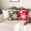 MIULEE Pack of 2 Christmas Decorative Snowflake Throw Pillow Covers Canvas Embroidery Winter Cushion Cases Holiday Decor Soft Pillowcases for Winter Couch Sofa Bedroom Car（Red, 18x18in）(Army Green)