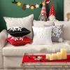 MIULEE Pack of 2 Christmas Decorative Snowflake Throw Pillow Covers Canvas Embroidery Winter Cushion Cases Holiday Decor Soft Pillowcases for Winter Couch Sofa Bedroom Car（Red, 18x18in）(Grey)