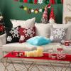 MIULEE Pack of 2 Christmas Decorative Snowflake Throw Pillow Covers Canvas Embroidery Winter Cushion Cases Holiday Decor Soft Pillowcases for Winter Couch Sofa Bedroom Car（Red, 18x18in）(Burgundy)
