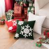 MIULEE Pack of 2 Christmas Decorative Snowflake Throw Pillow Covers Canvas Embroidery Winter Cushion Cases Holiday Decor Soft Pillowcases for Winter Couch Sofa Bedroom Car（Red, 18x18in）(Dark Green)