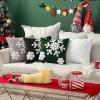 MIULEE Pack of 2 Christmas Decorative Snowflake Throw Pillow Covers Canvas Embroidery Winter Cushion Cases Holiday Decor Soft Pillowcases for Winter Couch Sofa Bedroom Car（Red, 18x18in）(Dark Green)
