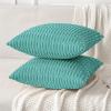 MIULEE Pack of 2 Christmas Red Corduroy Decorative Pillow Covers 18×18 Inch Soft Boho Striped Throw Pillow Covers Modern Farmhouse Home Decor for Sofa Living Room Couch Bed(Aqua Green)