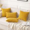 MIULEE Pack of 2 Christmas Red Corduroy Decorative Pillow Covers 18×18 Inch Soft Boho Striped Throw Pillow Covers Modern Farmhouse Home Decor for Sofa Living Room Couch Bed(Mustard Yellow)
