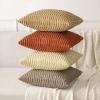 MIULEE Pack of 2 Christmas Red Corduroy Decorative Pillow Covers 18×18 Inch Soft Boho Striped Throw Pillow Covers Modern Farmhouse Home Decor for Sofa Living Room Couch Bed(Rust)