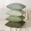 MIULEE Pack of 2 Christmas Red Corduroy Decorative Pillow Covers 18×18 Inch Soft Boho Striped Throw Pillow Covers Modern Farmhouse Home Decor for Sofa Living Room Couch Bed(Olive Green)