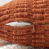 MIULEE Pack of 2 Christmas Red Corduroy Decorative Pillow Covers 18×18 Inch Soft Boho Striped Throw Pillow Covers Modern Farmhouse Home Decor for Sofa Living Room Couch Bed(Rust)