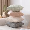 MIULEE Pack of 2 Christmas Red Corduroy Decorative Pillow Covers 18×18 Inch Soft Boho Striped Throw Pillow Covers Modern Farmhouse Home Decor for Sofa Living Room Couch Bed(Pink)
