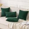MIULEE Pack of 2 Christmas Red Corduroy Decorative Pillow Covers 18×18 Inch Soft Boho Striped Throw Pillow Covers Modern Farmhouse Home Decor for Sofa Living Room Couch Bed(Dark Green)
