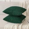 MIULEE Pack of 2 Christmas Red Corduroy Decorative Pillow Covers 18×18 Inch Soft Boho Striped Throw Pillow Covers Modern Farmhouse Home Decor for Sofa Living Room Couch Bed(Dark Green)